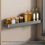 2-SOGA 30cm Black Wall-Mounted Rectangular Kitchen Spice Storage Organiser Space Saving Condiments Shelf Rack