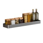 1-SOGA 30cm Black Wall-Mounted Rectangular Kitchen Spice Storage Organiser Space Saving Condiments Shelf Rack