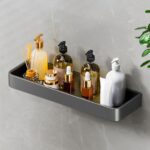 5-SOGA 30cm Black Wall-Mounted Rectangular Kitchen Spice Storage Organiser Space Saving Condiments Shelf Rack