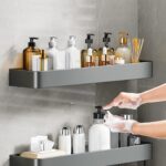 6-SOGA 30cm Black Wall-Mounted Rectangular Kitchen Spice Storage Organiser Space Saving Condiments Shelf Rack