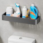 8-SOGA 30cm Black Wall-Mounted Rectangular Kitchen Spice Storage Organiser Space Saving Condiments Shelf Rack