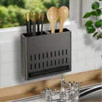 3-SOGA 2X Wall Mounted Kitchen Utensil Storage Rack Spoon Fork Chopstick Space-Saving Organiser