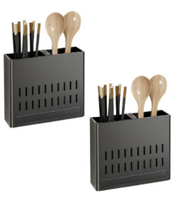 1-SOGA 2X Wall Mounted Kitchen Utensil Storage Rack Spoon Fork Chopstick Space-Saving Organiser