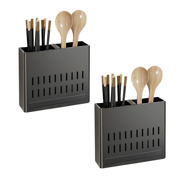1-SOGA 2X Wall Mounted Kitchen Utensil Storage Rack Spoon Fork Chopstick Space-Saving Organiser