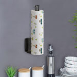 3-SOGA Black Wall-Mounted Kitchen Roll Holder Organiser Space Saving Rack