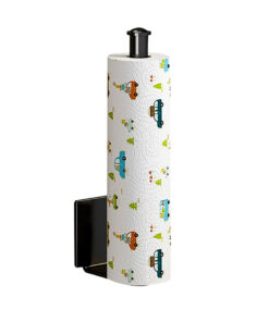 1-SOGA Black Wall-Mounted Kitchen Roll Holder Organiser Space Saving Rack
