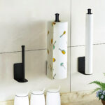 5-SOGA Black Wall-Mounted Kitchen Roll Holder Organiser Space Saving Rack