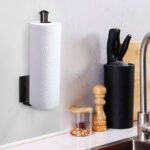 7-SOGA Black Wall-Mounted Kitchen Roll Holder Organiser Space Saving Rack