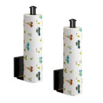 1-SOGA 2X Black Wall-Mounted Kitchen Roll Holder Organiser Space Saving Rack