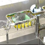 7-SOGA Silver Kitchen Sink Organiser Faucet Soap Sponge Caddy Rack Drainer with Towel Bar Holder