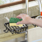 5-SOGA Black Kitchen Sink Organiser Faucet Soap Sponge Caddy Rack Drainer with Towel Bar Holder