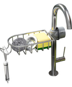 1-SOGA Silver Single Kitchen Sink Organiser Faucet Soap Sponge Caddy Rack Storage Drainer