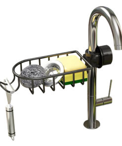 1-SOGA Black Single Kitchen Sink Organiser Faucet Soap Sponge Caddy Rack Storage Drainer