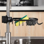6-SOGA 2X Black Single Kitchen Sink Organiser Faucet Soap Sponge Caddy Rack Storage Drainer