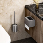 4-SOGA 2X 27cm Wall-Mounted Toilet Brush with Holder Bathroom Cleaning Scrub Dark Grey