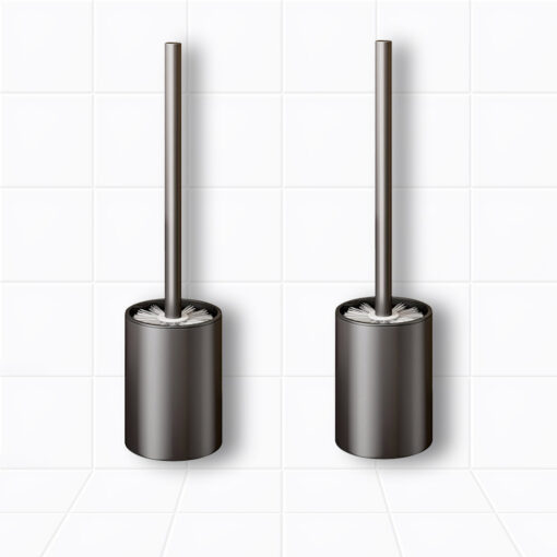 1-SOGA 2X 27cm Wall-Mounted Toilet Brush with Holder Bathroom Cleaning Scrub Dark Grey
