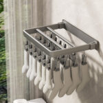 3-SOGA 2X Wall-Mounted Clothes Hanger Multi-Clamp Laundry Drying Wall Rack