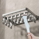 4-SOGA 2X Wall-Mounted Clothes Hanger Multi-Clamp Laundry Drying Wall Rack