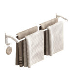 1-SOGA 52cm White Wall-Mounted Double Pole Towel Holder Bathroom Organiser Rail Hanger with Hooks
