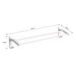 6-SOGA 52cm White Wall-Mounted Double Pole Towel Holder Bathroom Organiser Rail Hanger with Hooks