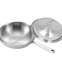 1-SOGA 18/10 Stainless Steel Fry Pan 32cm Frying Pan Top Grade Cooking Skillet with Lid
