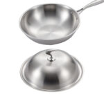 3-SOGA 2X 18/10 Stainless Steel Fry Pan 32cm Frying Pan Top Grade Cooking Skillet with Lid
