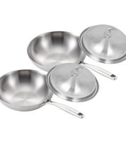 1-SOGA 2X 18/10 Stainless Steel Fry Pan 32cm Frying Pan Top Grade Cooking Skillet with Lid