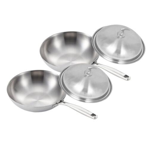 1-SOGA 2X 18/10 Stainless Steel Fry Pan 32cm Frying Pan Top Grade Cooking Skillet with Lid