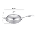 2-SOGA 18/10 Stainless Steel Fry Pan 34cm Frying Pan Top Grade Skillet with Helper Handle and Lid