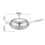 2-SOGA 18/10 Stainless Steel Fry Pan 36cm Frying Pan Top Grade Skillet with Helper Handle and Lid