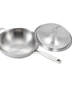 1-SOGA 18/10 Stainless Steel Fry Pan 36cm Frying Pan Top Grade Skillet with Helper Handle and Lid