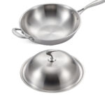 5-SOGA 18/10 Stainless Steel Fry Pan 36cm Frying Pan Top Grade Skillet with Helper Handle and Lid