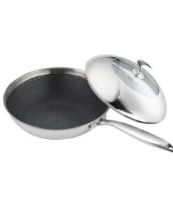 1-SOGA 18/10 Stainless Steel Fry Pan 30cm Frying Pan Top Grade Cooking Non Stick Interior Skillet with Lid