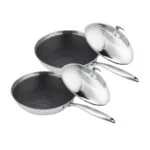 1-SOGA 2X 18/10 Stainless Steel Fry Pan 30cm Frying Pan Top Grade Cooking Non Stick Interior Skillet with Lid