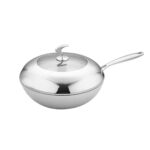 5-SOGA 2X 18/10 Stainless Steel Fry Pan 30cm Frying Pan Top Grade Cooking Non Stick Interior Skillet with Lid
