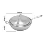 2-SOGA 18/10 Stainless Steel Fry Pan 34cm Frying Pan Top Grade Textured Non Stick Interior Skillet with Helper Handle and Lid