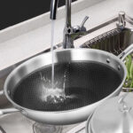 7-SOGA 2X 18/10 Stainless Steel Fry Pan 34cm Frying Pan Top Grade Textured Non Stick Interior Skillet with Helper Handle and Lid