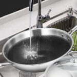 6-SOGA 18/10 Stainless Steel Fry Pan 32cm Frying Pan Top Grade Non Stick Interior Skillet with Helper Handle and Lid
