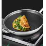 7-SOGA 18/10 Stainless Steel Fry Pan 32cm Frying Pan Top Grade Non Stick Interior Skillet with Helper Handle and Lid