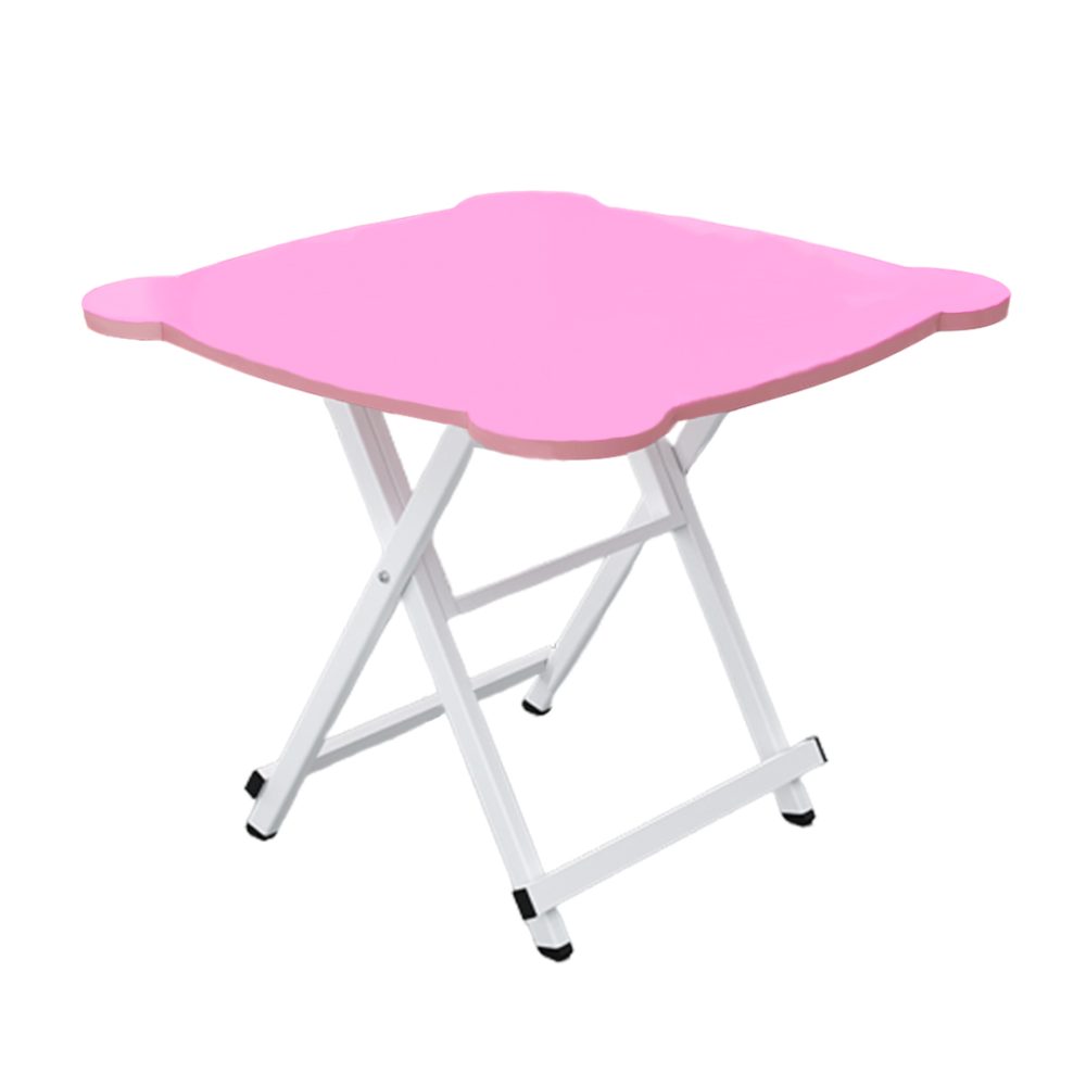 1-SOGA Pink Minimalist Cat Ear Folding Table Indoor Outdoor Portable Stall Desk Home Decor