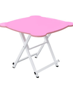 1-SOGA Pink Minimalist Cat Ear Folding Table Indoor Outdoor Portable Stall Desk Home Decor