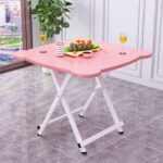 2-SOGA 2X Pink Minimalist Cat Ear Folding Table Indoor Outdoor Portable Stall Desk Home Decor