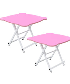 1-SOGA 2X Pink Minimalist Cat Ear Folding Table Indoor Outdoor Portable Stall Desk Home Decor