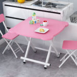 6-SOGA 2X Pink Minimalist Cat Ear Folding Table Indoor Outdoor Portable Stall Desk Home Decor