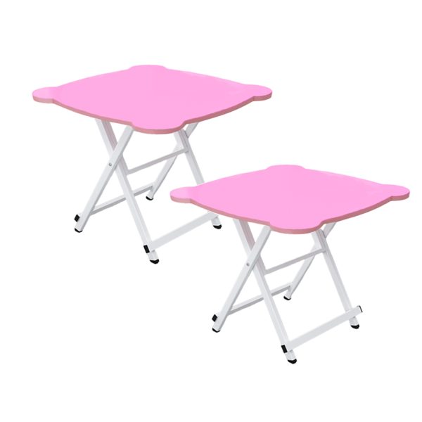 1-SOGA 2X Pink Minimalist Cat Ear Folding Table Indoor Outdoor Portable Stall Desk Home Decor