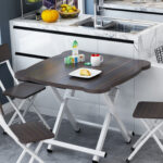 3-SOGA 2X Black Minimalist Cat Ear Folding Table Indoor Outdoor Portable Stall Desk Home Decor