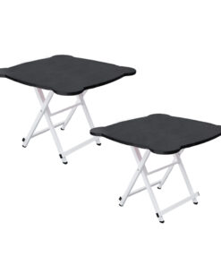 1-SOGA 2X Black Minimalist Cat Ear Folding Table Indoor Outdoor Portable Stall Desk Home Decor
