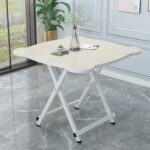 2-SOGA 2X White Minimalist Cat Ear Folding Table Indoor Outdoor Portable Stall Desk Home Decor