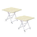 1-SOGA 2X White Minimalist Cat Ear Folding Table Indoor Outdoor Portable Stall Desk Home Decor