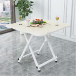 3-SOGA 2X White Minimalist Cat Ear Folding Table Indoor Outdoor Portable Stall Desk Home Decor